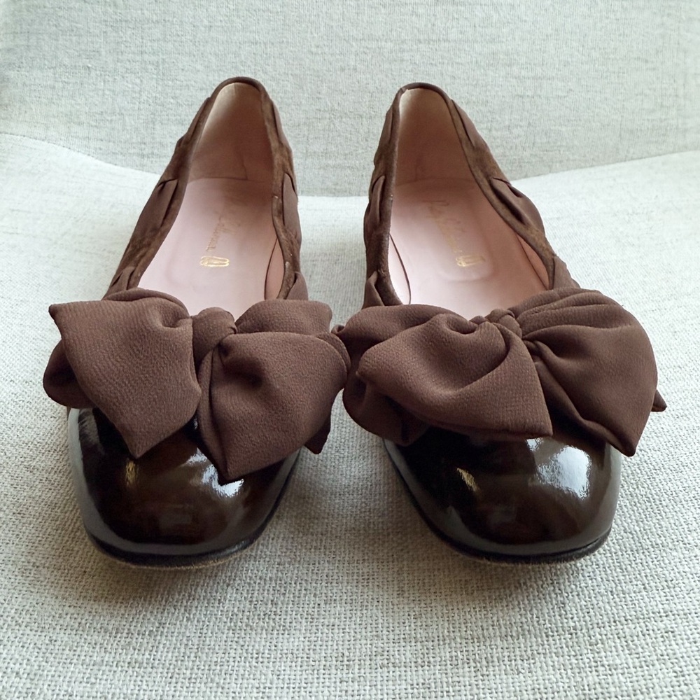 Pretty Ballerinas Brown Bow Flats
